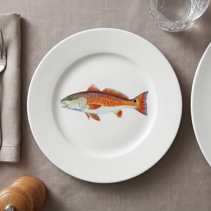 Red Drum 19cm Flat Rimmed Plate styled on the table