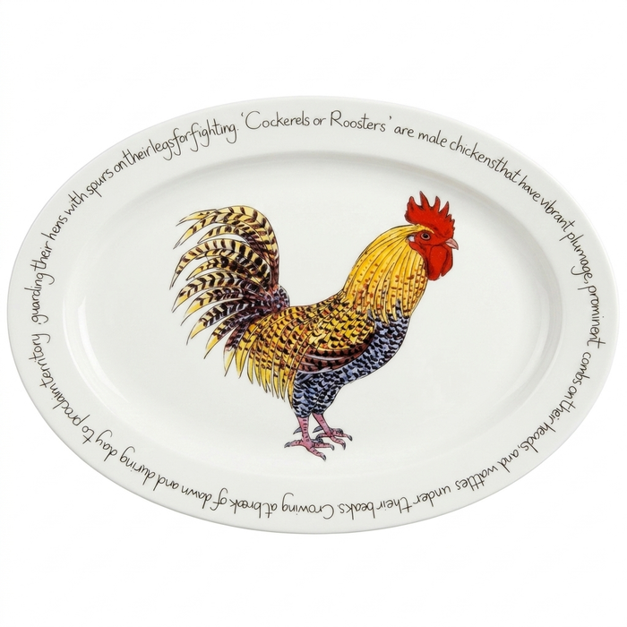 Cockerel & Rooster 39cm oval plate