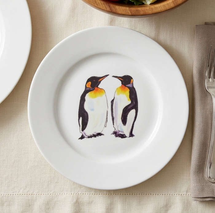 King Penguin 19cm Flat Rimmed Plate styled on the table