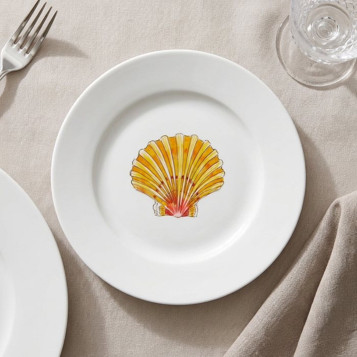 Scallop 19cm Flat Rimmed Plate styled on the table
