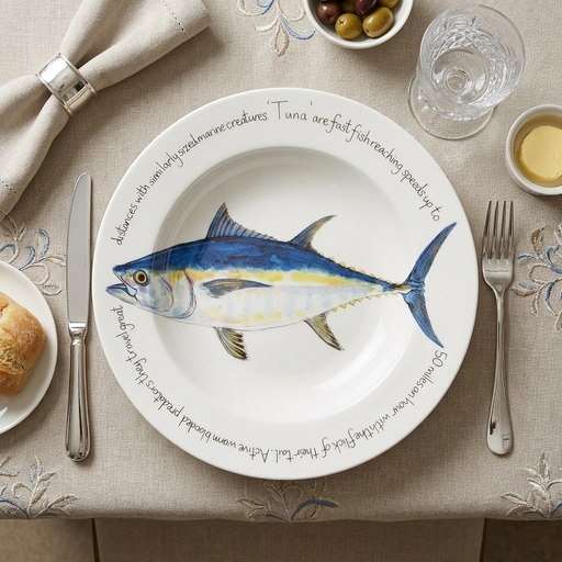 Bluefin tuna 30cm deep rimmed plate lifestyle