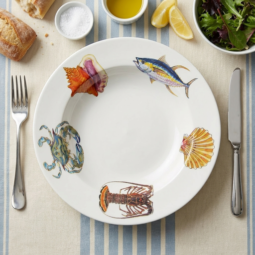 Fish and shellfish US South Coast 30cm deep rimmed plate lifestyle