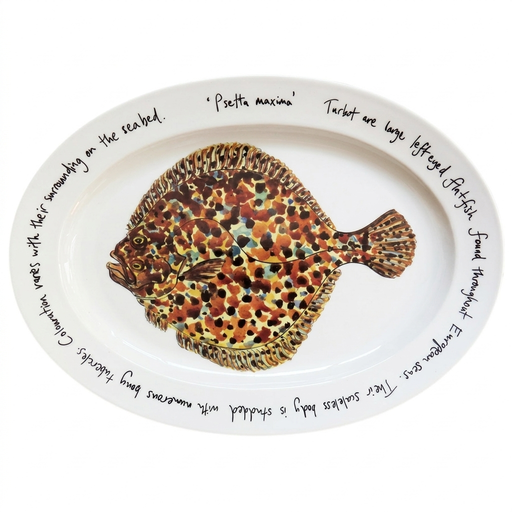 Turbot 39cm oval plate with text