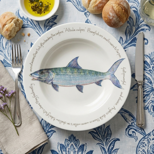 Bonefish 30cm deep rimmed plate lifestyle