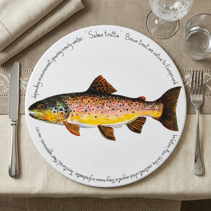 Brown Trout Tablemat styled on the table