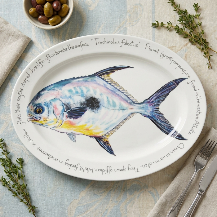 Permit 39cm (15.4") Oval Plate styled on the table