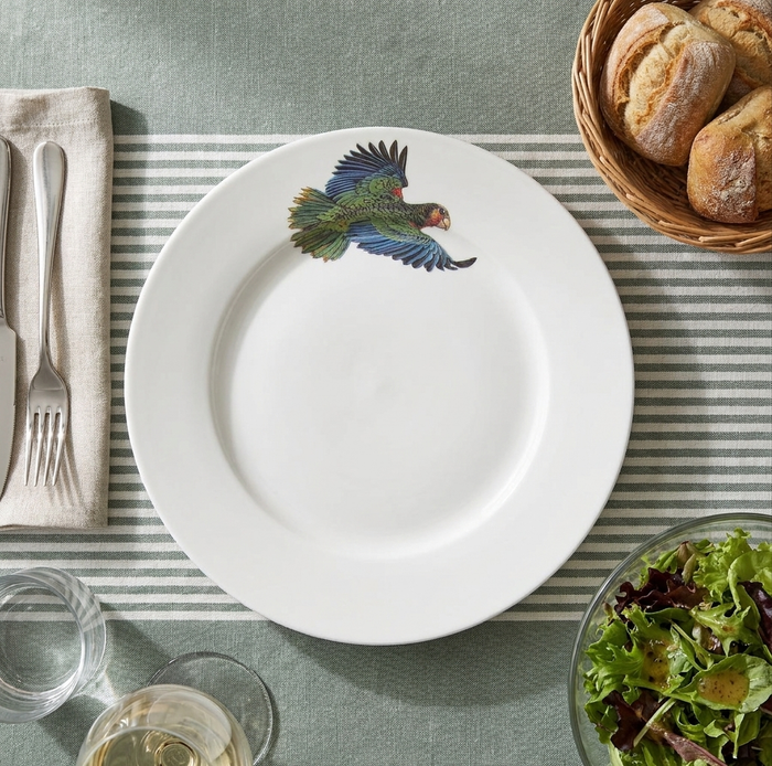 Parrot 26cm Flat Rimmed Plate styled on the table