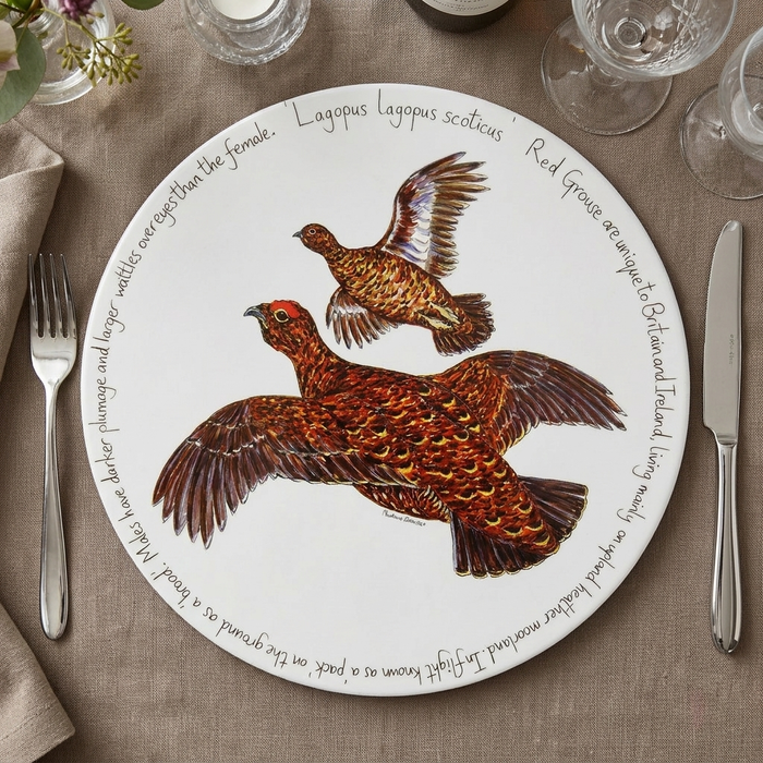 Red Grouse Tablemat styled on the table