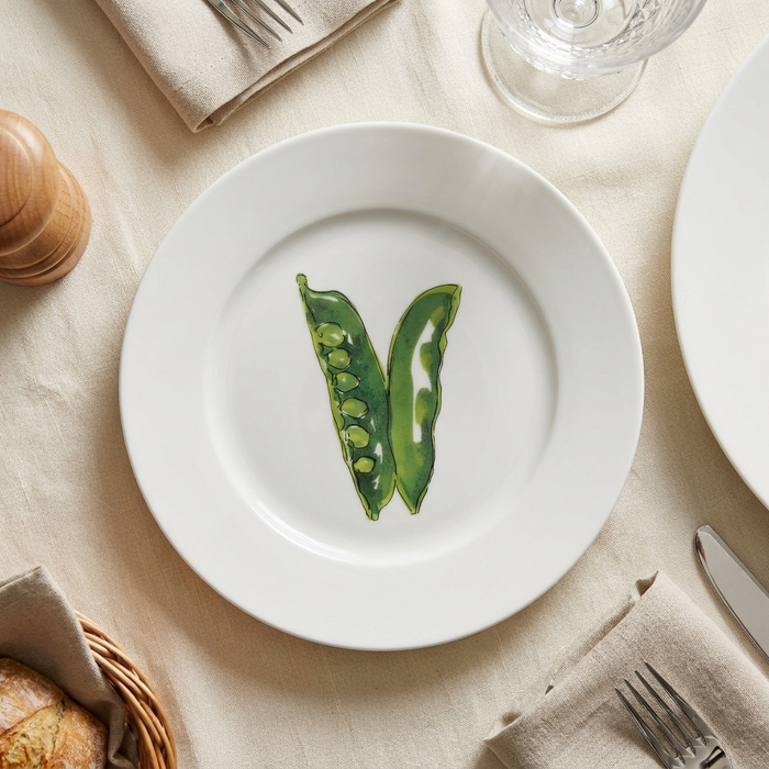 Richard Bramble | Peas 19cm Flat Rimmed Plate styled on the table