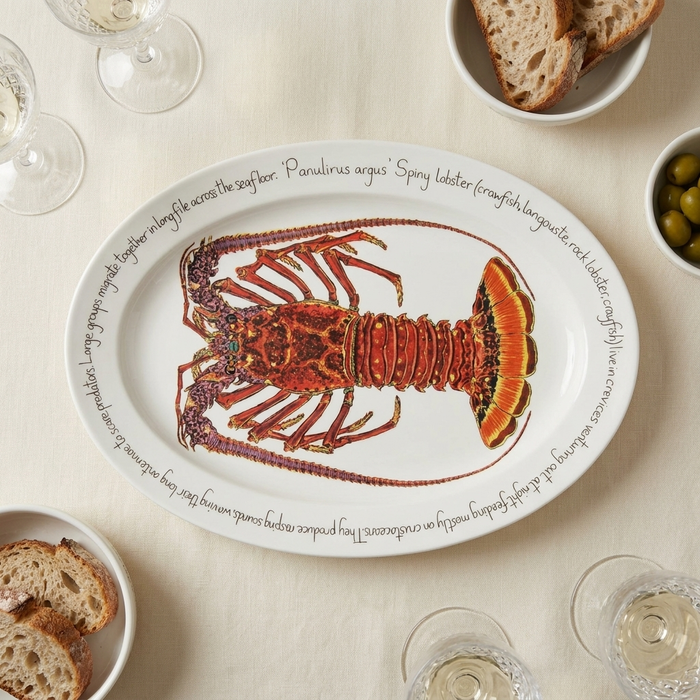 Spiny Lobster, Crawfish & Crayfish 39cm (15.4") Oval Plate styled on the table