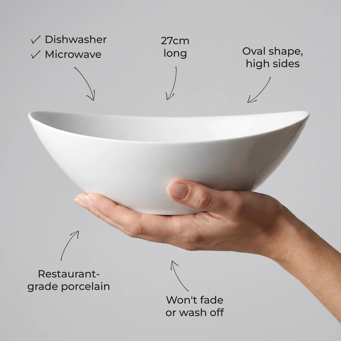 Asparagus 27cm Oval Bowl in use