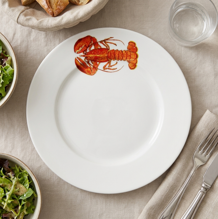 Red Lobster 26cm Flat Rimmed Plate styled on the table