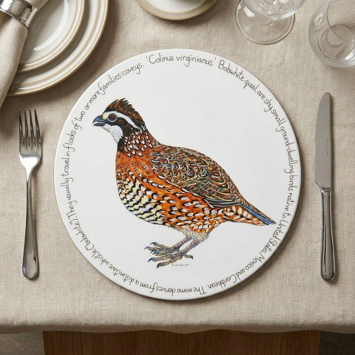 Bobwhite Quail Tablemat styled on the table