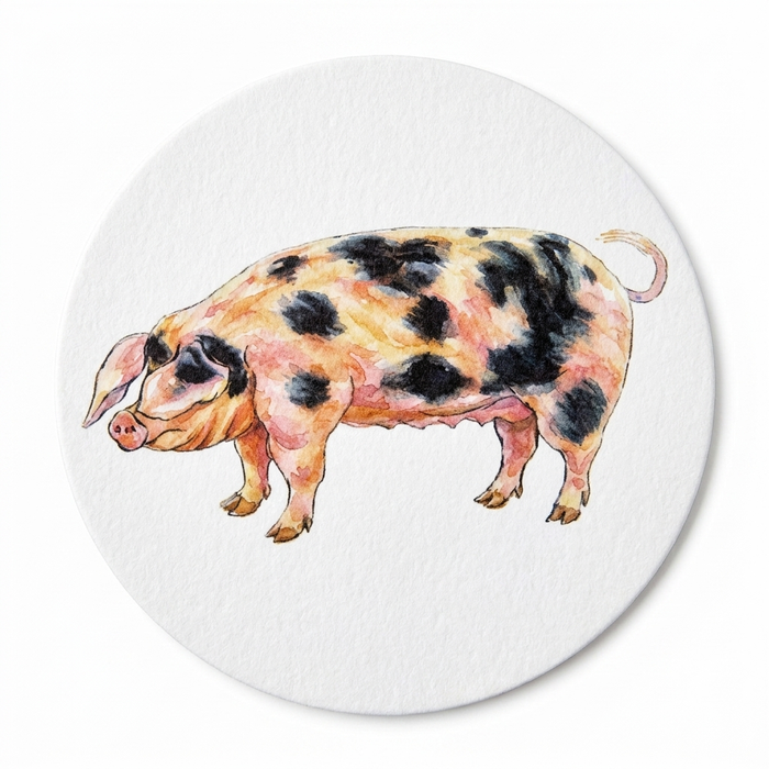 Pig Breeds Coaster Set of 6 table setting