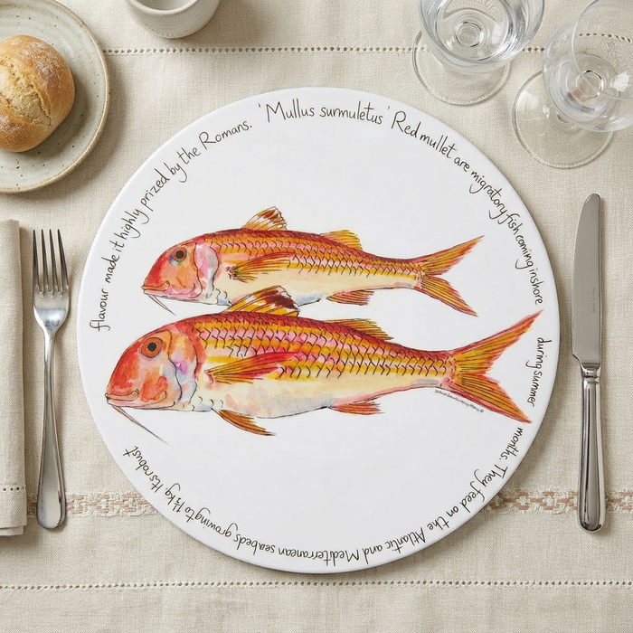 Red Mullet Tablemat styled on the table