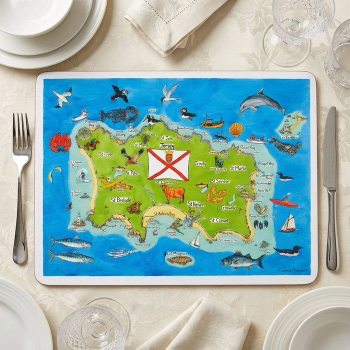 Jersey island map large tablemat