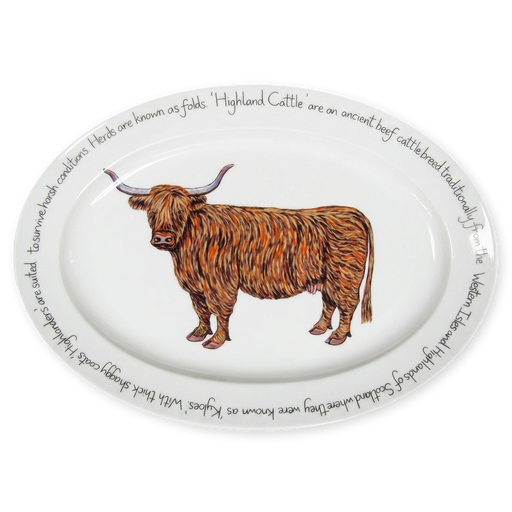 highland cow oval plate