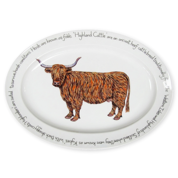 highland cow oval plate