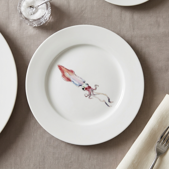 Squid 19cm Flat Rimmed Plate styled on the table