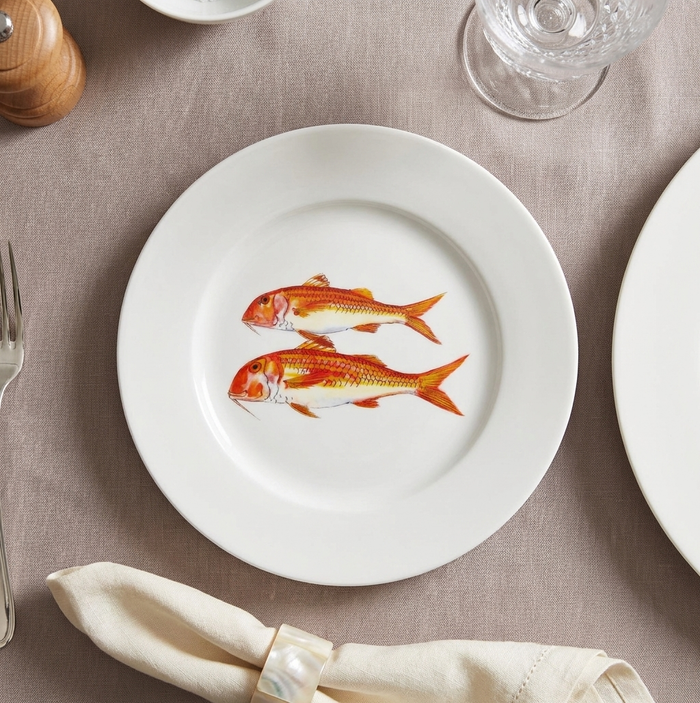 Red Mullet 19cm Flat Rimmed Plate styled on the table