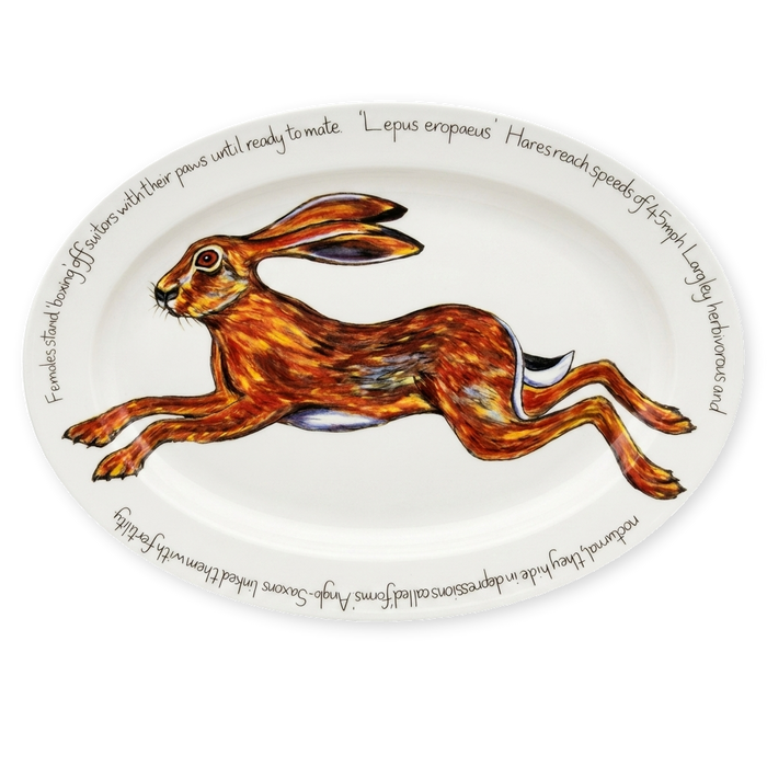 leaping hare oval plate