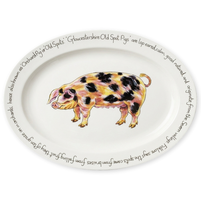 gloucestershire old spot pig oval plate