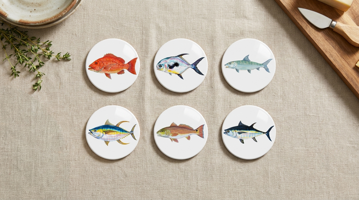 Saltwater Gamefish Coaster Set lifestyle