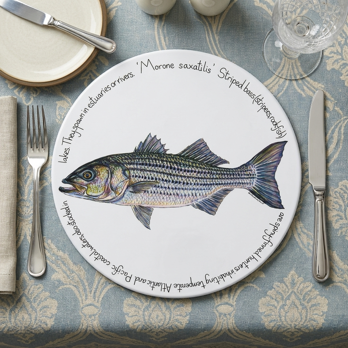 Striped Bass Tablemat styled on the table