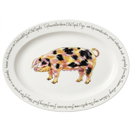 Gloucestershire Old Spot Pig 39cm oval plate