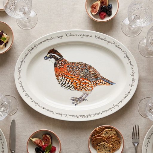 Bobwhite Quail 39cm oval plate lifestyle