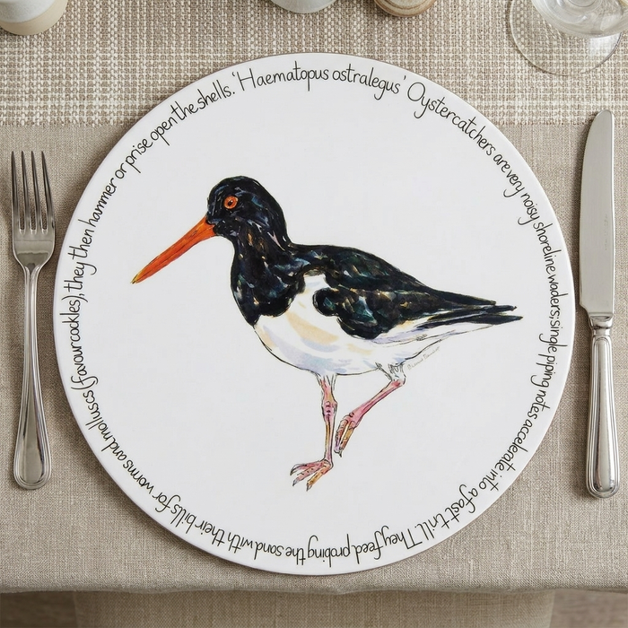 Oystercatcher Standing Tablemat styled on the table