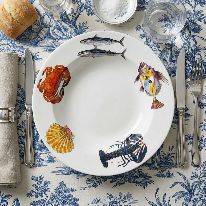 Fish & Shellfish 30cm Deep Rimmed Plate styled on the table