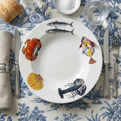 Fish and shellfish 30cm deep rimmed plate lifestyle