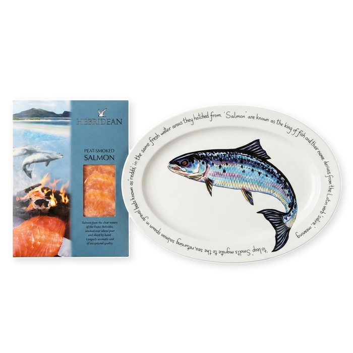 leaping salmon oval plate