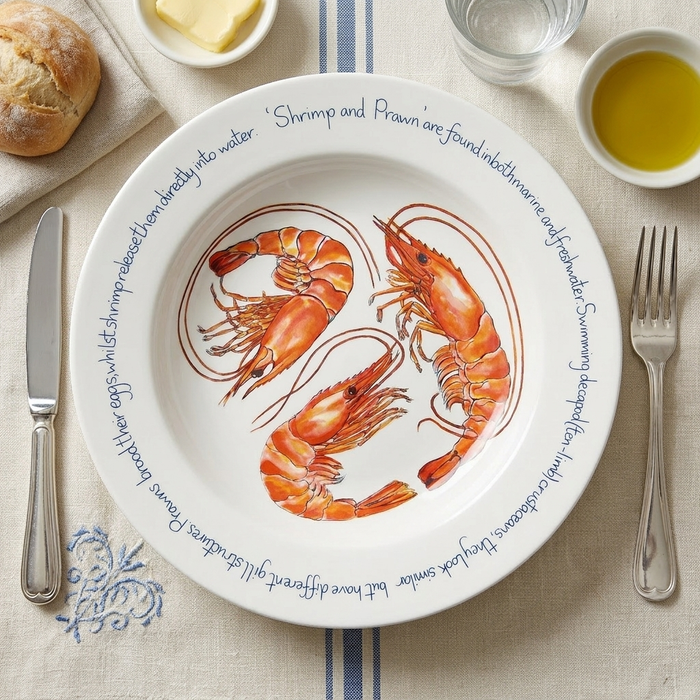Shrimp & Prawn 30cm Deep Rimmed Plate styled on the table