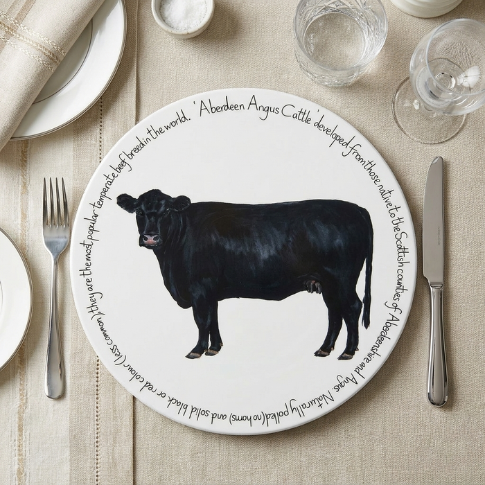 Aberdeen Angus Cow Tablemat styled on the table