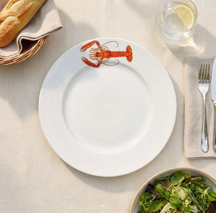 Langoustine 26cm Flat Rimmed Plate styled on the table