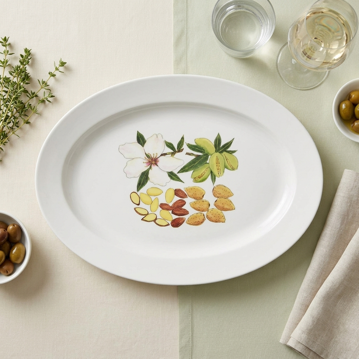 Almonds 39cm (15.4") Oval Plate styled on the table