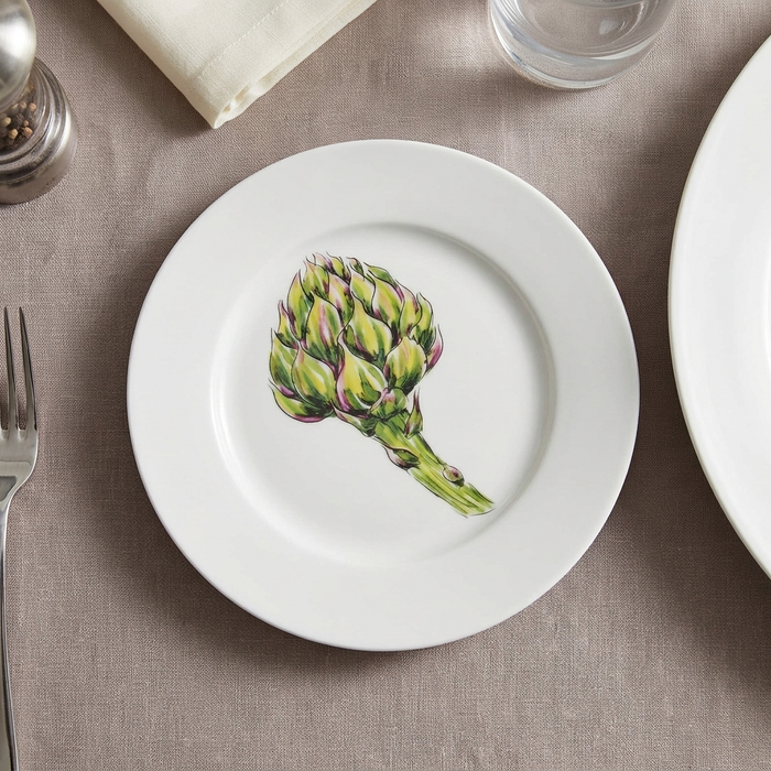 Richard Bramble | Artichoke 19cm Flat Rimmed Plate styled on the table