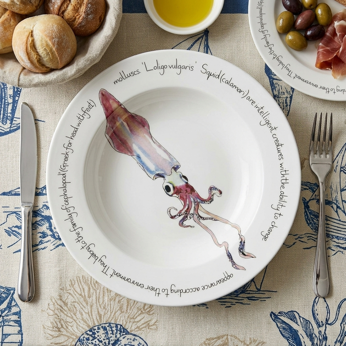 Squid 30cm Deep Rimmed Plate styled on the table