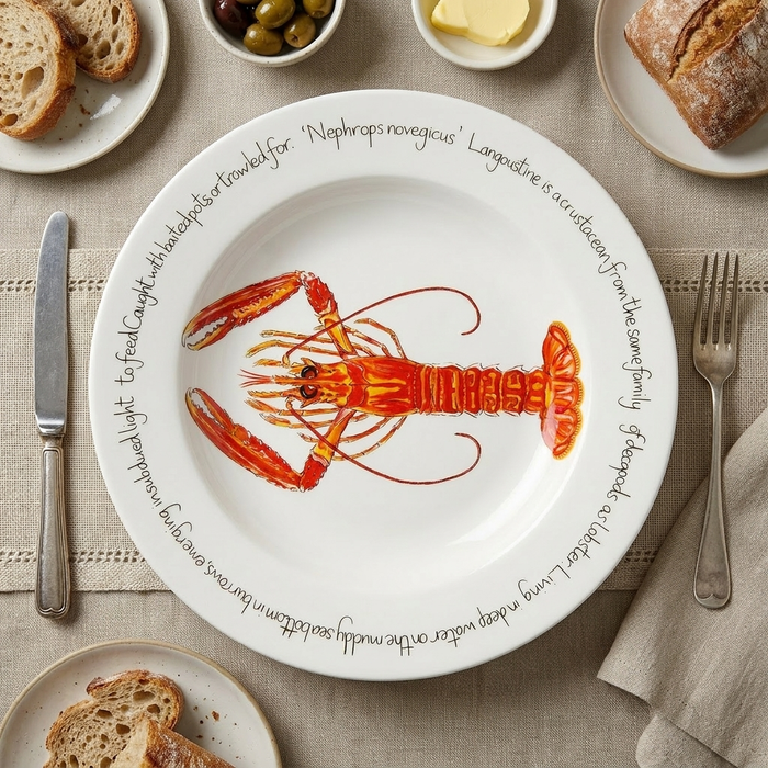 Langoustine 30cm Deep Rimmed Plate styled on the table