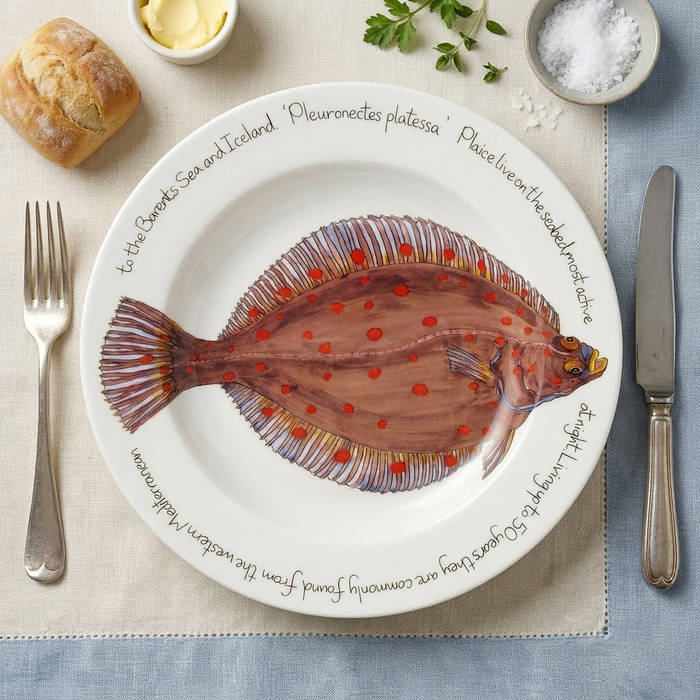 Plaice 30cm Deep Rimmed Plate styled on the table