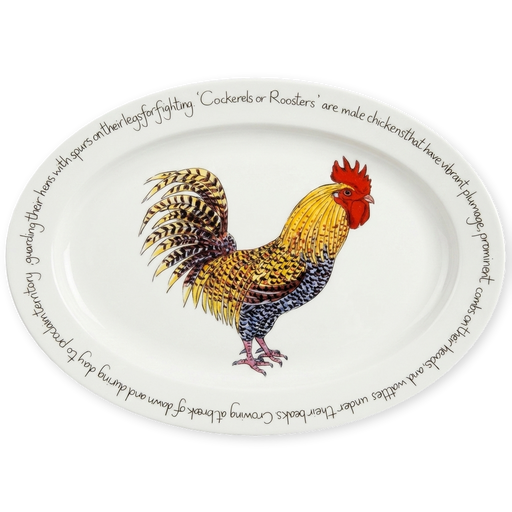 cockerel rooster oval plate