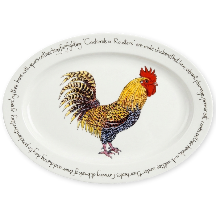 cockerel rooster oval plate