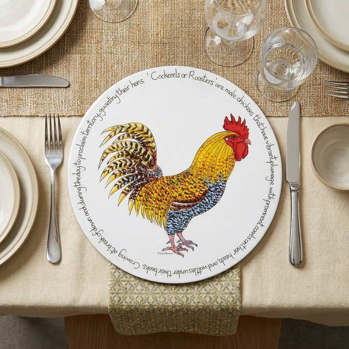 Cockerel or Rooster Tablemat styled on the table