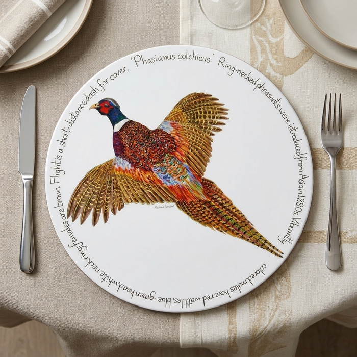 Ring-necked Pheasant Tablemat styled on the table