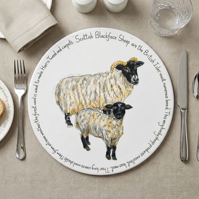 Blackface Sheep Tablemat styled on the table