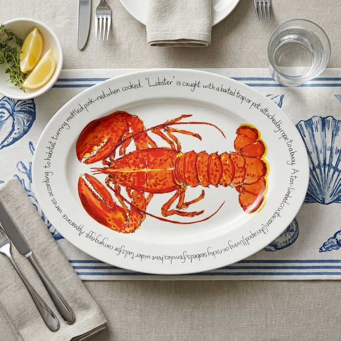 Red Lobster 39cm (15.4") Oval Plate styled on the table