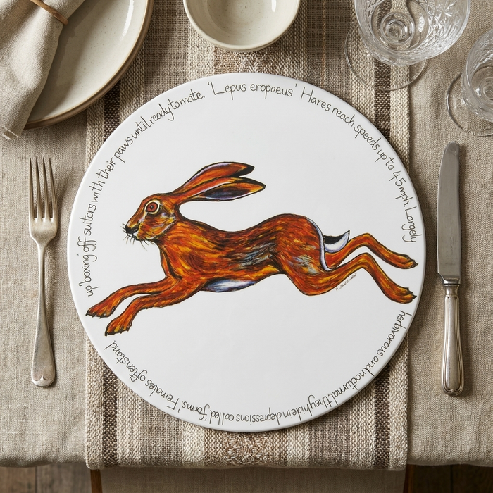 Hare Leaping Tablemat styled on the table