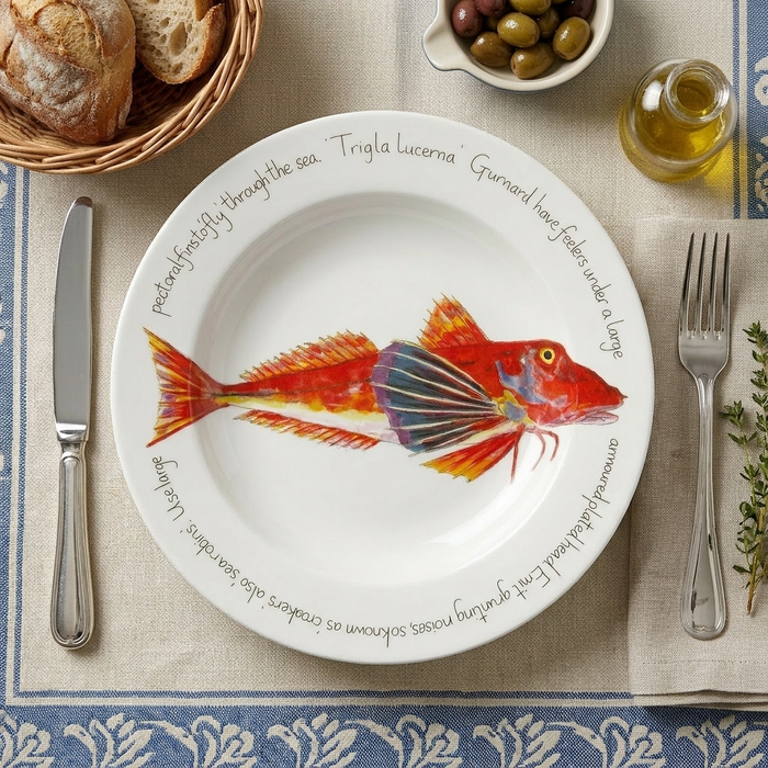 Gurnard 30cm Deep Rimmed Plate styled on the table